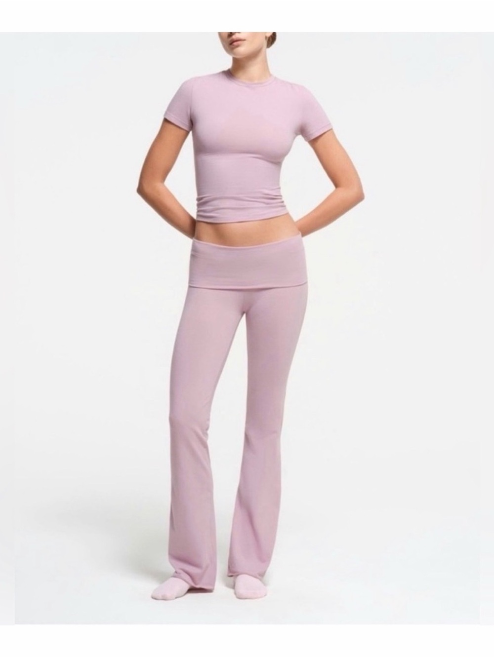 SKIMS Lavender Boot Cut Fold-Over Waist Pants
